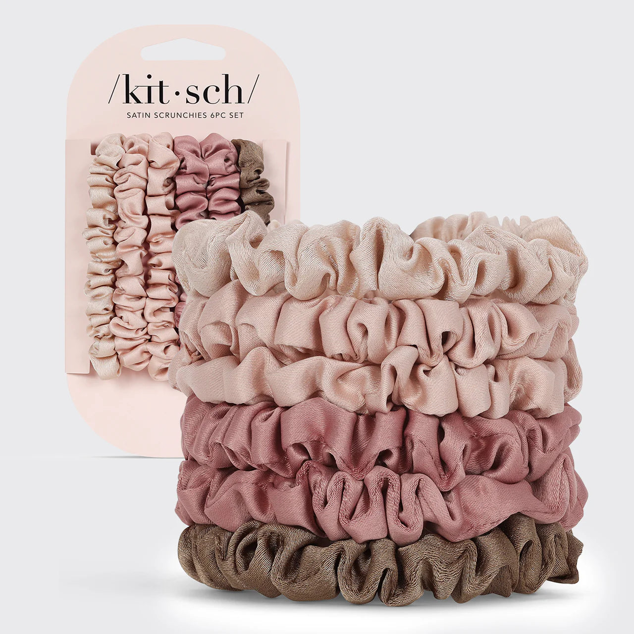 Kitsch Ultra Petite Satin Scrunchies (6pc) - Terracotta