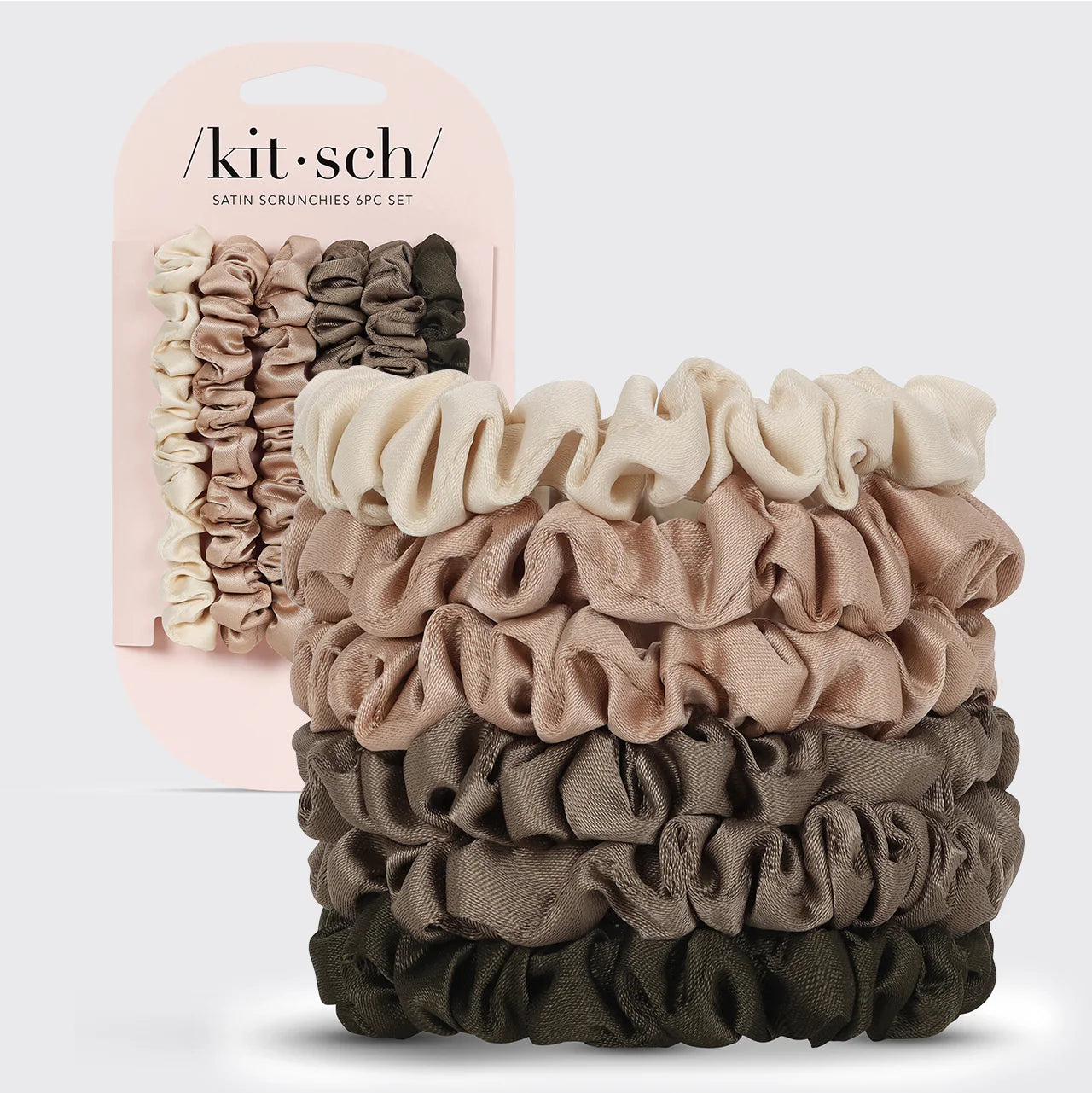 Kitsch Ultra Petite Satin Scrunchies (6 pc)- Eucalyptus