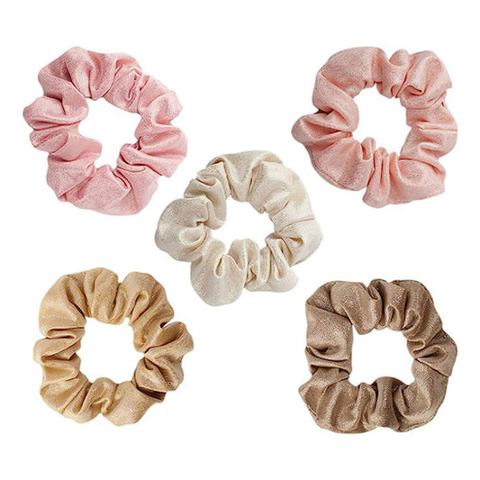 Kitsch - Blush Metallic Scrunchies (5 pack)